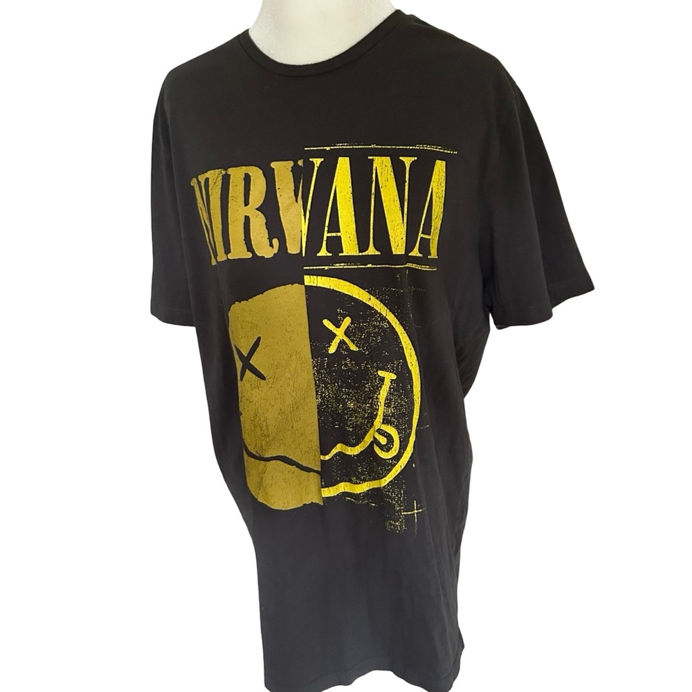 Old Navy Faded Black Yellow Nirvana T-Shirt Size Large Tall - Picture 2 of 7